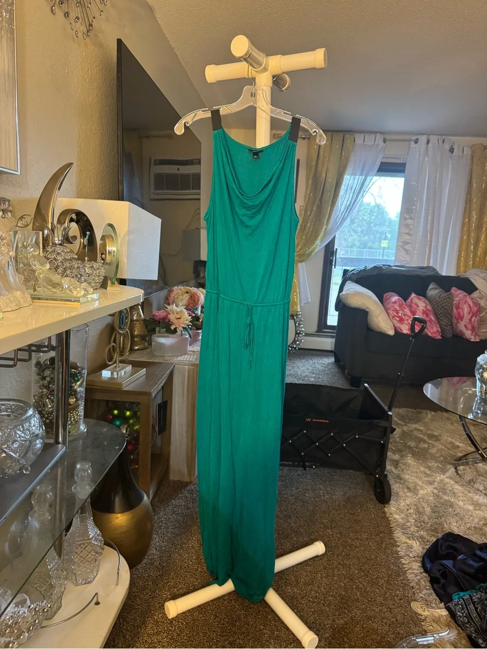 Women’s Teal Cowl Neck Maxi Swim Cover-Up Dress